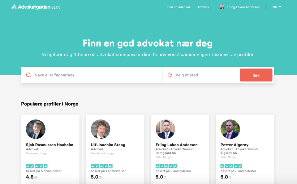 Nytt Nettsted Lar Deg Rangere Advokater | Advokatguiden AS