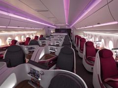 Qatar Airways will use their brand-new Airbus A350-900 between Doha and Avinor Oslo Airport. The first flight with the new aircraft will be on October 29th. Photo: Qatar Airways