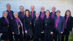 Biskopene i Den norske kirke. Siden dette bildet ble tatt, er Atle Sommerfeldt (andre f.h. bak) gått av som biskop.