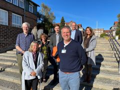 Bliksund AS på besøk hos Bisbebjerg Hospital i København. Fra venstre: Lennart Friis-Hansen (overlege ved Bisbebjerg Hospital), Susie Ruff (tilrettelegger for Global Growth-programmet i Danmark), Janne Tvedt Morstøl (CEO Bliksund AS), Martin Kasseth (forretningsutvikler i Bliksund AS), Brian Holch (innovasjonsleder ved Bisbebjerg Hospital), Jan Falkevik (Corporate Development i Bliksund AS) og Marie Lundstad Aulie (leder for Global Growth-programmet til Danmark). (Foto: Innovasjon Norge)