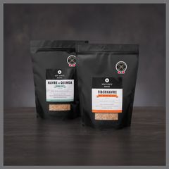 Havre + Quinoa og Fiberhavre fra Den Sorte Havre. Foto: Lisa Westgaard.