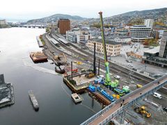 I 2025 er ombyggingen av Drammen stasjon ferdig. Da vil det gå dobbeltsporet jernbane hele veien mellom Oslo, Drammen og Tønsberg. Foto: Lars Petter Rypdal, Bane NOR