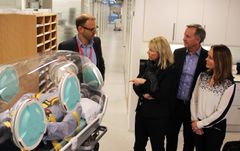 F.v. Fridtjof Heyerdahl, sjef i Inven2, næringsminister Monica Mæland, direktør i Inven2 Ole Kristian Hjelstuen, og Rannveig Fadum, Innovasjon Norge.