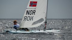 FØRSTE VM-TITTEL: Hermann Tomasgaard seiler om sin første VM-tittel i Laser. Fra før av har han to VM-sølv i junior-VM. [Foto: Morten Jensen]