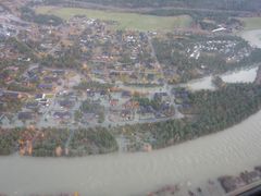 Bilde fra flommen i Bismo oktober 2018. Foto: NVE