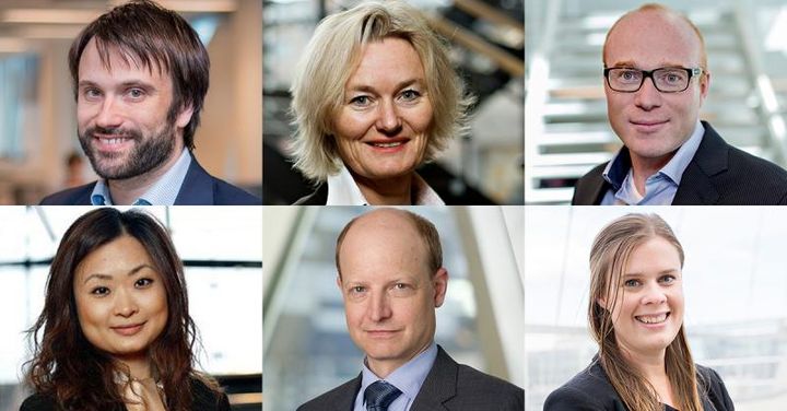 Deloittes skatteadvokater om RNB (øverst fra venstre): Daniel M. H. Herde, Torill Hasle Aamelfot, Lars Erik Norborg, Wensing, Li, Nikolai Nitschke Smith,  og Inger Camilla Gjeruldsen.