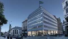 Illustrasjon av Computas nye hovedkontor sett fra Egertorget