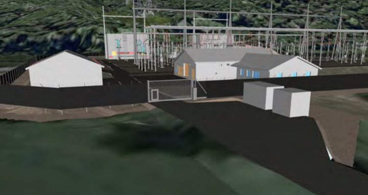Kontrollhus og lager er planlagt helt nord på det nye stasjonsområdet. Illustrasjon: Statnett