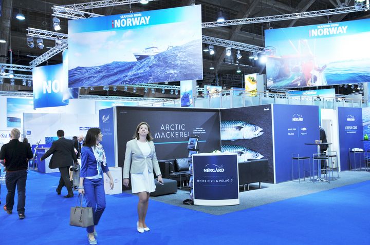 Den norske fellespaviljongen på Sjømatmessen i Brussel. Foto: Innovasjon Norge