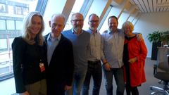 Administrerende direktør Anita Krohn Traaseth, og de tillitsvalgte; Arne Østreng, Ove Haaversen-Westhassel, Håvard Næss Thomassen, Tom Falk Hald og Anne Marie Kittelsen. Foto: Innovasjon Norge