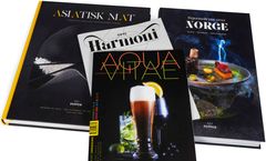 NYT OG LÆR: Coffee table-bøkene "Asiatisk mat" og "Stjernedryss over Norge", og de to magasinene «Harmoni" og "Aqua Vitae", byr på oppskrifter, kunnskap og opplevelser.