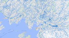 Kart over hvor vann vil renne og samle seg i  Oslo. Skjermdump: 7Analytics