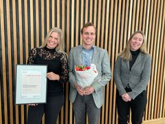 Vinnerne sammen med leder Innovasjon Norge i Viken, Kristin Willoch Haugen. (Foto: Innovasjon Norge)