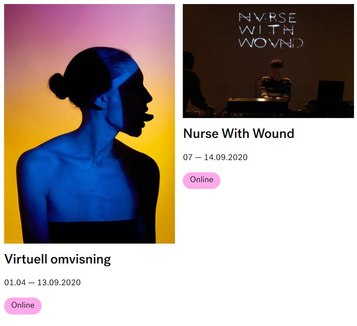 Fototriennalen New Visions og konsert med Nurse With Wound er to av de digitale arrangementene på Henie Onstad Kunstsenters nye nettside. Foto: skjermdump fra hok.no
