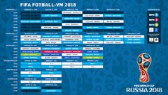 Sendeskjema FIFA Fotball-VM 2018.