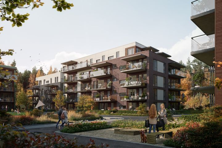 AF Gruppen has signed a contract with Brekkeveien 19 Utvikling to build the “Brekketunet” housing project in Ås in Viken county. Ill. OBOS Nye Hjem/Løvenskiold Eiendom.