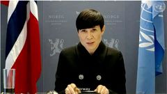 Utenriksminister Ine Eriksen Søreide taler til Sikkerhetsrådet i forbindelse med en brif om opprettholdelsen av internasjonal fred og sikkerhet. Foto: UN Photo/Evan Schneider