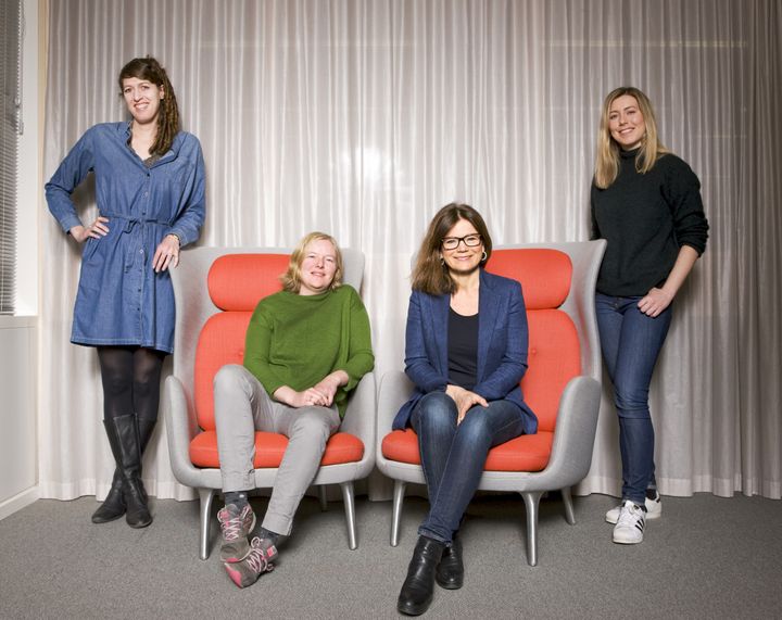 Vinnerne er, fra venstre: Ingrid Åbergsjord, Heidi M. Skarnes, Guri Leyell Skedsmo (redaktør) og Mari Lund Wictorsen. (Foto: Thomas Brun / NTB scanpix)