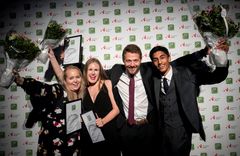 F.v.: Marit Trøen, Othea Vikse, Vidar Hansen og Saranjan Anpalagan. Foto: Pavel Koubeck/Innovasjon Norge