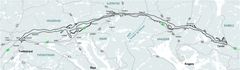 Kart som viser varslingsgrensen E18 Dørdal-Tvedestrand. Illustrasjon: Nye Veier