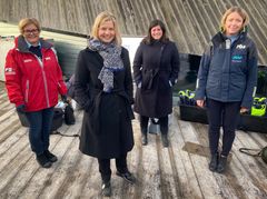 Et bredt samarbeid mellom flere danner grunnlaget for årets "forebyggende seilas". Fra venstre Generalsekretær Rikke Lind i Redningsselskapet, Kunnskapsminister Guri Melby, Generalsekretær i WWF, Karoline Andaur og reder og initiativtaker Agnes Arnadottir fra Brim explorer. Alle foto: Redningsselskapet