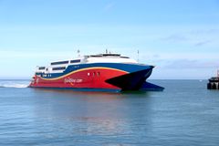 Klar til start: Fjord Lines HSC Fjord Cat er snart i gang med daglige avganger mellom Kristiansand og Hirtshals. Foto: Fjord Line