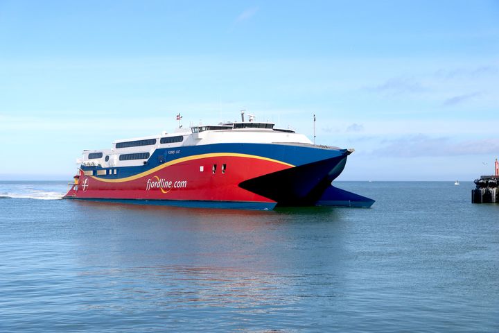 Klar til start: Fjord Lines HSC Fjord Cat er snart i gang med daglige avganger mellom Kristiansand og Hirtshals. Foto: Fjord Line