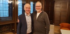 Kunnskaps- og integreringsminister Jan Tore Sanner og Jørgen Leegaard, direktør samfunnspolitikk i BNL