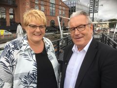 Davy Wathne og partileder for Venstre, Trine Skei Grande. Foto: TV 2
