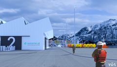 - Dette er utvilsomt et veldig spennende prosjekt. Vi skal nå gå gjennom alternativene nøye for vi konkluderer, sier samferdselsminister Knut Arild Hareide. Illustrasjon: Våg Arkitektur AS