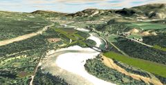 Illustrasjon viser blant annet planlagte nye Svenningelv bru med ny E6 og tunell inn i Bergåsen. Tettstedet Trofors i bakgrunnen.