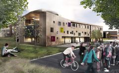 Hoppern skole. Illustrasjon: Jansen Arkitekter AS