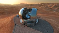 E-ELT slik det blir seende ut på toppen av Cerro Armazones, Chile.
