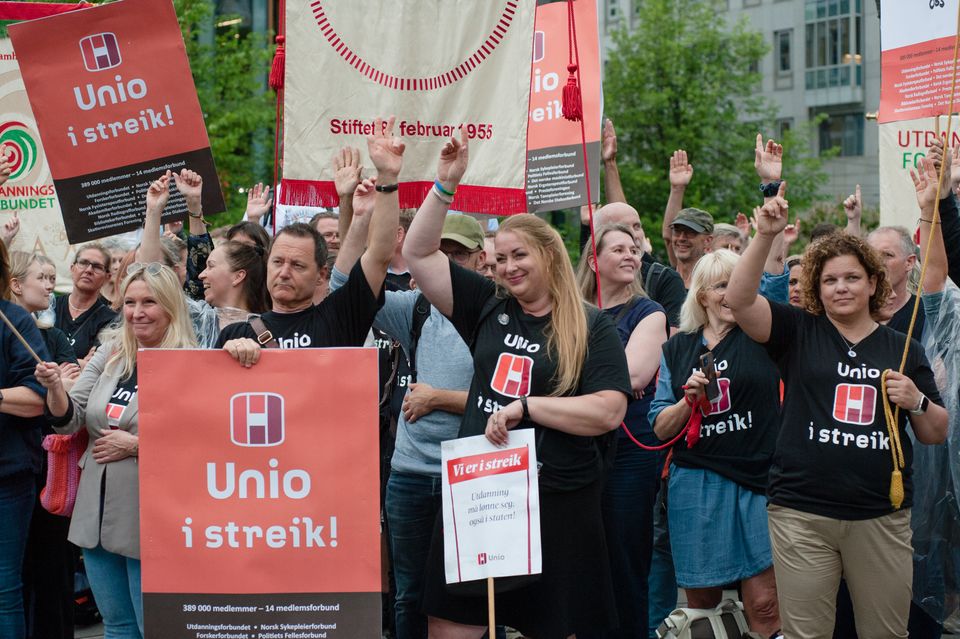 Unio - 28. mai 2024. Demonstrasjon på Eidsvolls plass 