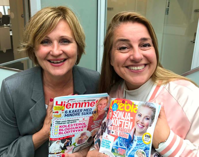 Elisabeth Lund-Andersen, redaktør i Hjemmet og Kjersti Moen, redaktør i Norsk Ukeblad.