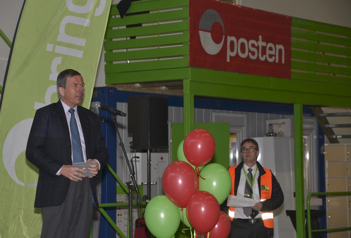Konsernsjef Dag Mejdell åpnet Posten og Brings Drammensterminal mandag 16. mars 2015. (Foto: Nils Midtbøen)