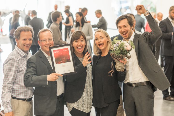 Rolv Assev (partner i Startuplab og styreleder i wewanttoknow),Hans Christian Bjørne (Klyngeleder Oslo Ed Tech Cluster), Heidi Auslid (vise adm i IKT Norge), Ingrid Somdal-Åmodt Vinje fra Oslo Ed Tech og Håkon Nyhus fra Innovasjon Norge. Fra Foto: Innovasjon Norge/ Terje Borud