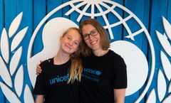 Penelope Lea og generalsekretær i UNICEF Norge, Camilla Viken.