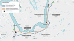 Fellesprosjektet Arna-Stanghelle, som er et samarbeid mellom Statens vegvesen og Bane NOR, er Norges største tunnelprosjekt. Kombinasjonen av veg og bane i et felles tunnelsystem er nytt og utfordrende (Illustrasjon: statens vegvesen).