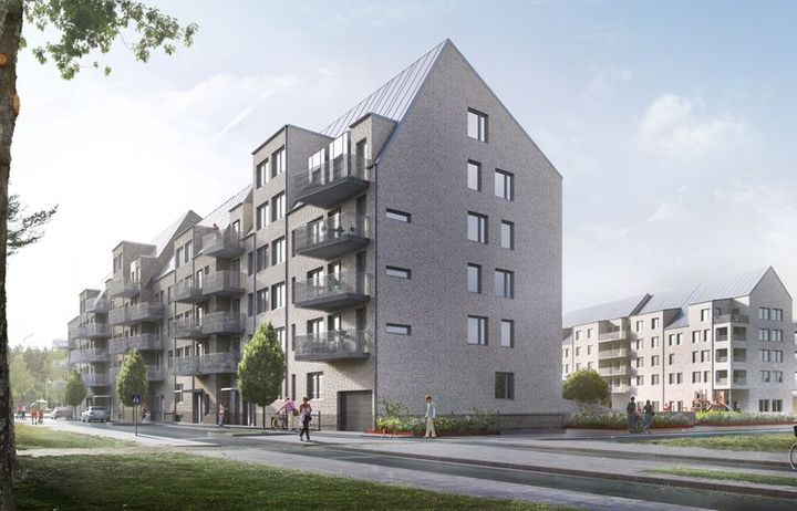 HMB bygger 75 leiligheter i Örebro på oppdrag av ÖBO. Illustrasjon: White