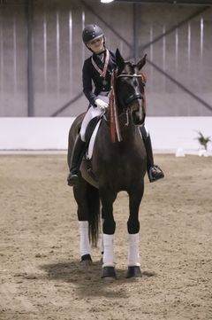 Hedda Aam Opheim og Mythos CML kom på sølvplass i MA under Hallmesterskapet i dressur. Foto: Ann K Bratteng/Horsephoto.com