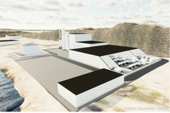 Illustrasjon av den nye, grønne ammoniakkfabrikken som skal bygges i Skipavika, Vestland fylke.