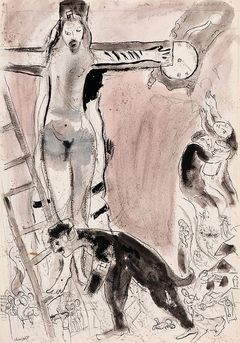 Marc Chagall, Lilla apokalypse, Capriccio, 1945, Ben Uri Collection, kjøpt i 2009 med hjelp fra Miriam og Richard Borchard, sir Michael og lady Morven Heller og en anonym giver, © BONO 2023 / Chagall ®. Foto: Ben Uri Collection