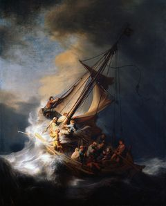 Maleri av Rembrandt -Jesus stiller stormen