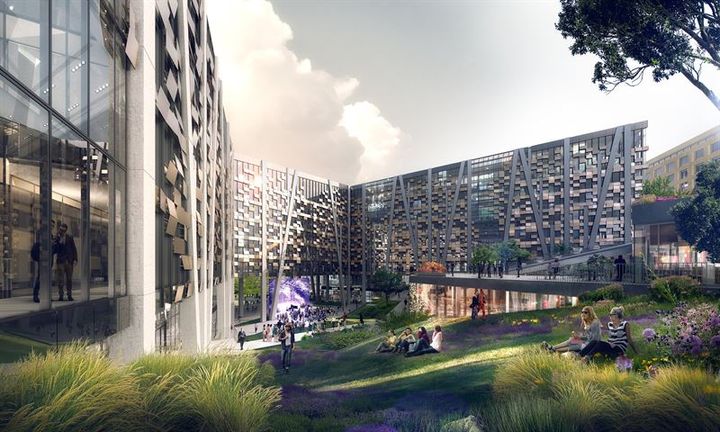 Økern Portal får glass- og fasadeløsninger med aluminiumlegeringen CIRCAL, både fra Wicona og Sapa. Foto/Render: Dark Arkitekter