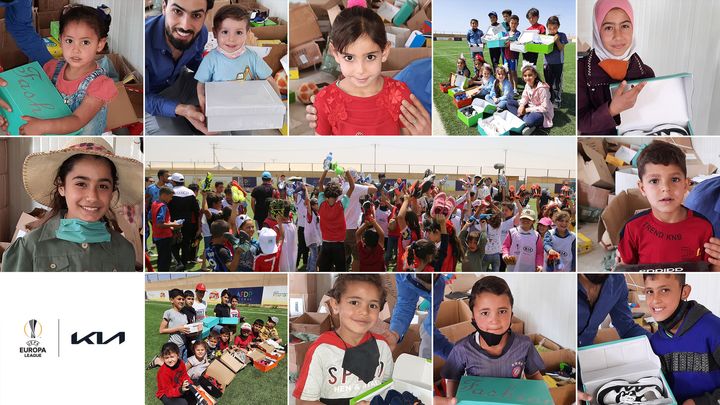Det er samlet inn og donert over 3000 par fotballsko til barn i Za’atari flyktningeleir i Jordan. Partene har også bidratt med fotballbaner og utstyr