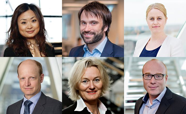 Deloittes skatteadvokater (øverst fra venstre): Wensing, Li, Daniel M. H. Herde, Henriette Holmen, Nikolai Nitschke Smith, Torill Hasle Aamelfot og Lars Erik Norborg.