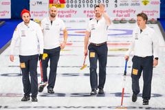 Steffen Walstad, Markus Høiberg, Magnus Vågberg og Torger Nergård, etter seier moe Italia i OL kvalik i Nederland.  © WCF / Celine Stucki
