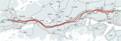 Vedtatt kommunedelplan E18 Arendal-Grimstad 2019. Illustrasjon: Nye Veier