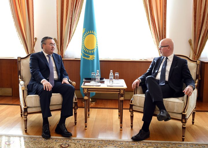 Møtet mellom Kasakhstans utenriksminister Mukhtar Tleuberdi og Norges statssekretær i Utenriksdepartementet Audun Halvorsen. Kazakhstan’s Foreign Ministry